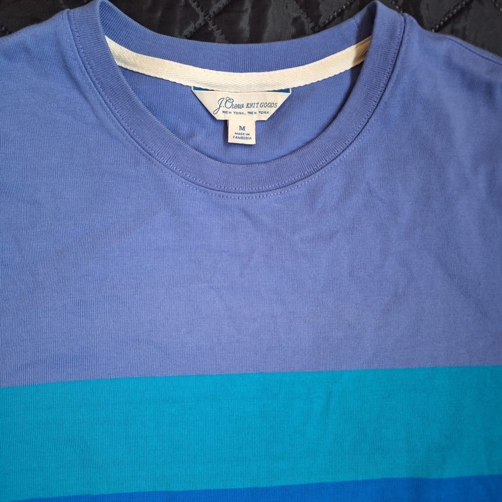 J.Crew Mens Rugby Crewneck Shirt Multistripe Short Sleeve M Medium 100% Cotton - Picture 3 of 7